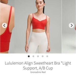 Lululemon align sweetheart bra *light support A/B cup Grenadine Red Sz 6